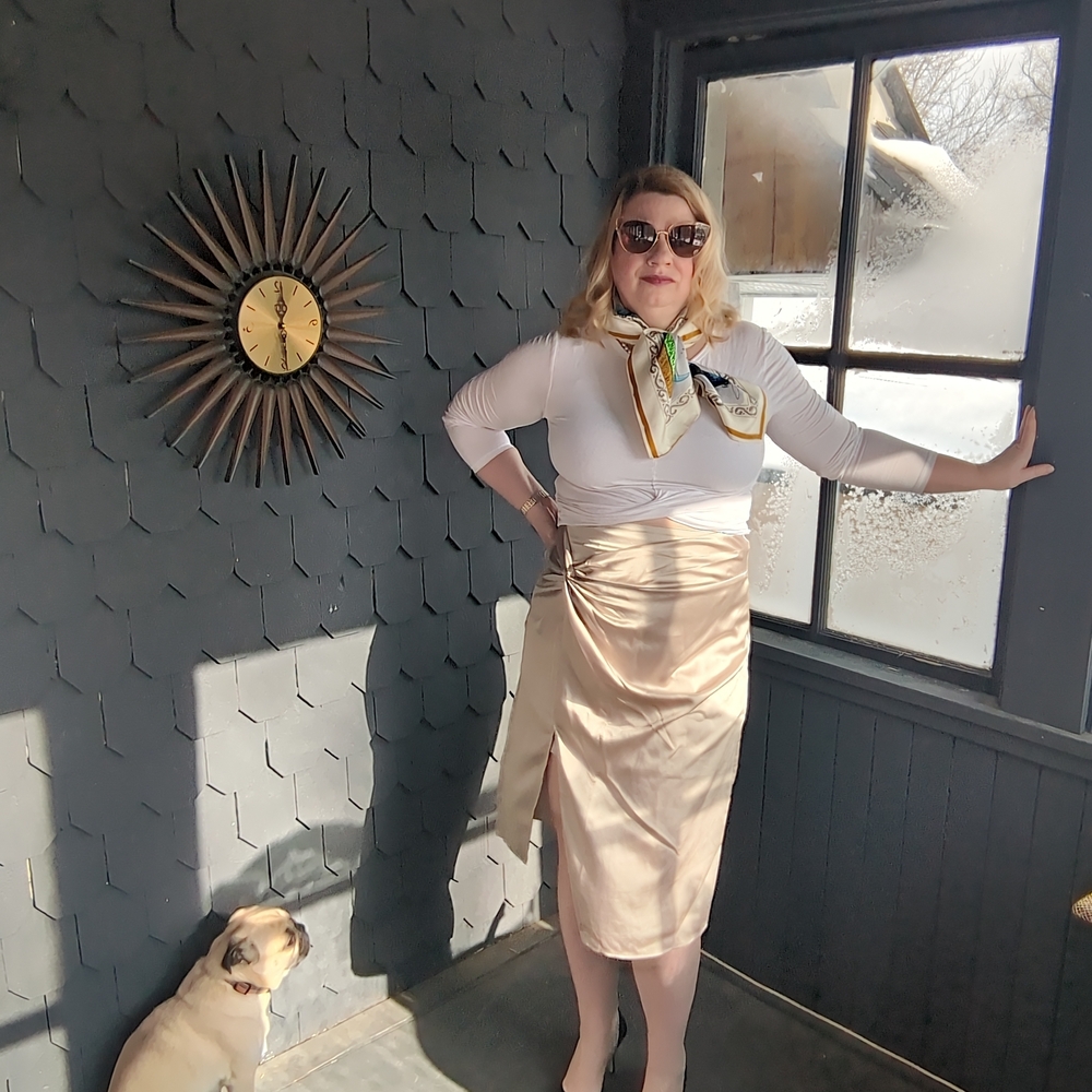 Elegant Cream Satin Skirt Abercrombie &Fitch xl